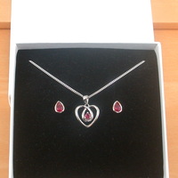 BOXED GIFT SET/Sterling Silver Ruby(Lab Created) Necklace & Earrings/Ruby Stud Earrings/Ruby Heart Necklace/July Birthstone/Ruby Jewellery - Thumbnail 9