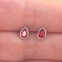 BOXED GIFT SET/Sterling Silver Ruby(Lab Created) Necklace & Earrings/Ruby Stud Earrings/Ruby Heart Necklace/July Birthstone/Ruby Jewellery - Thumbnail 7