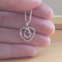 BOXED GIFT SET/Sterling Silver Ruby(Lab Created) Necklace & Earrings/Ruby Heart Earrings/Ruby Heart Necklace/July Birthstone/Ruby Jewellery - Thumbnail 3