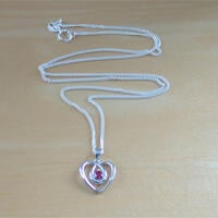 BOXED GIFT SET/Sterling Silver Ruby(Lab Created) Necklace & Earrings/Ruby Heart Earrings/Ruby Heart Necklace/July Birthstone/Ruby Jewellery - Thumbnail 2