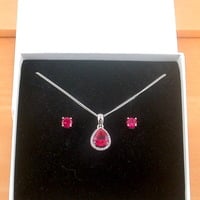 BOXED GIFT SET/Sterling Silver Ruby(Lab Created) Necklace & Earrings/Ruby Earrings/Ruby Necklace/July Birthstone/Ruby Jewellery - Thumbnail 10