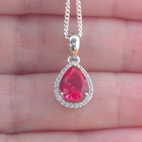 BOXED GIFT SET/Sterling Silver Ruby(Lab Created) Necklace & Earrings/Ruby Earrings/Ruby Necklace/July Birthstone/Ruby Jewellery - Thumbnail 3