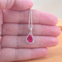 BOXED GIFT SET/Sterling Silver Ruby(Lab Created) Necklace & Earrings/Ruby Earrings/Ruby Necklace/July Birthstone/Ruby Jewellery - Thumbnail 4