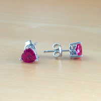 BOXED GIFT SET/Sterling Silver Ruby(Lab Created) Necklace & Earrings/Ruby Stud Earrings/Ruby Heart Necklace/July Birthstone/Ruby Jewellery - Thumbnail 4