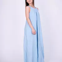 Light Blue Sleeveless Linen Maxi Dress ,Flowy Summer Dress - Thumbnail 1