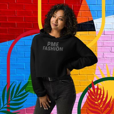 PME Fashion basic black letters Crop Hoodie