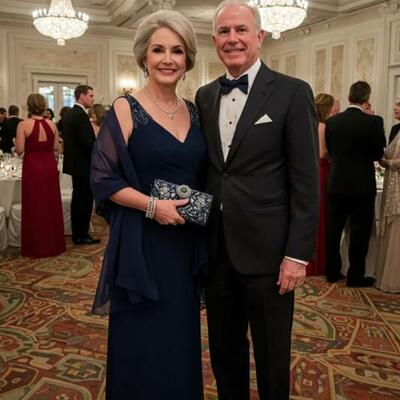 Navy blue a line chiffon with jacket mother of bride/groom dress evening formal gown