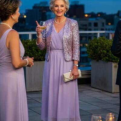 Viovet a line chiffon sequins lace mother of bride/groom dress evening formal gown