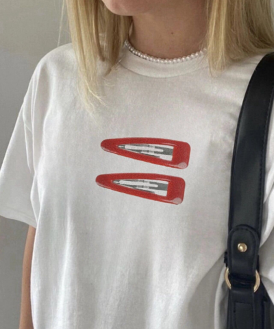 Hair Clips Print Short Sleeve Tee