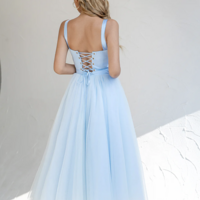 Sky Blue A Line Tulle Cocktail Dress with Lace Up Back，1935 - Thumbnail 1