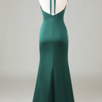 Mermaid Halter Dark Green Bridesmaid Dress,1936 - Thumbnail 2