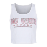 NEVADA CLITTER RHINESTONE WHITE TANK TOP - Thumbnail 3