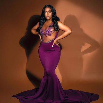 Grape prom dresses for special occasions illusion promdress appliqued beaded lace pearls decorated birthday party dress second reception gown