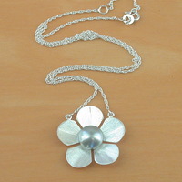 GIFT NECKLACE/Sterling Silver  Freshwater Pearl Flower Necklace/Freshwater Pearl Necklace/Pearl Necklace/June Birthstone/Pearl Jewellery/Pearl J - Thumbnail 2