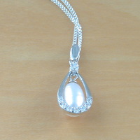 GIFT NECKLACE/Sterling Silver White Freshwater Pearl Necklace/Freshwater Pearl Necklace/Pearl Necklace/June Birthstone/Pearl Jewellery/Pearl J - Thumbnail 2