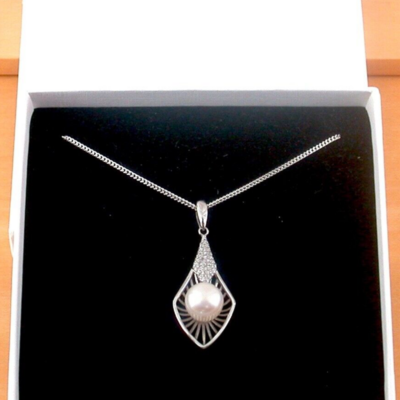 Gift necklace/sterling silver white freshwater pearl necklace/freshwater pearl necklace/pearl necklace/june birthstone/pearl jewellery/pearl j
