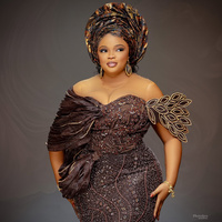 Prom Dresses For Special Occasions Mermaid Evening Dresses Sheer Neck Beaded Lace Birthday Second Reception Gown - Thumbnail 1