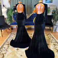 Prom Dresses for Afrcian Women Feathered Promdress Evening Dresses Sexy High Split Beaded Birthday Dress Engagement - Thumbnail 1