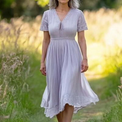 Viovet a line chiffon tea-length lace mother of bride/groom dress evening formal gown