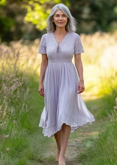 Viovet A Line Chiffon Tea-length Lace Mother of Bride/Groom Dress Evening Formal Gown