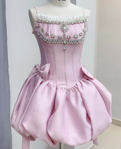  Pink Cute Short Prom Dress Elegant Homecoming Dresses,1134
