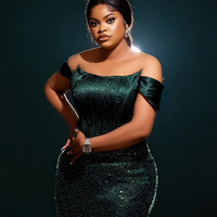 Green Prom Dresses for Special Occasions Promdress Off Shoulder Sequined Lace Evening Dresses Elegant Birthday Dress - Thumbnail 1