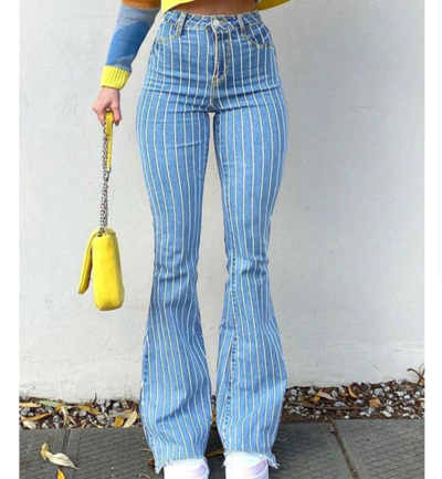 Fashion Striped Flared Jeans