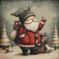 Santa In Snow 3 Cross Stitch Pattern - Thumbnail 1