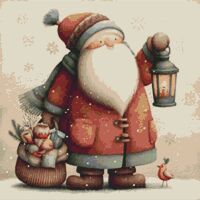 Santa In Snow 2 Cross Stitch Pattern - Thumbnail 1