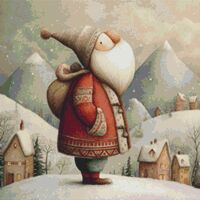Santa In Snow 1 Cross Stitch Pattern - Thumbnail 1