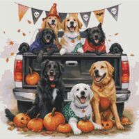 Spooky Dog Truck 1 Cross Stitch Pattern - Thumbnail 1