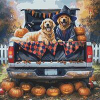 Spooky Dog Truck 2 Cross Stitch Pattern - Thumbnail 1