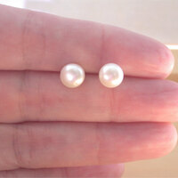 BOXED EARRINGS/Sterling Silver White Freshwater Pearl stud Earrings/Pearl Earrings/Pearl Jewellery/Pearl Jewelry/Earrings/June Birthstone/UK - Thumbnail 1