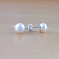 BOXED EARRINGS/Sterling Silver White Freshwater Pearl stud Earrings/Pearl Earrings/Pearl Jewellery/Pearl Jewelry/Earrings/June Birthstone/UK - Thumbnail 2