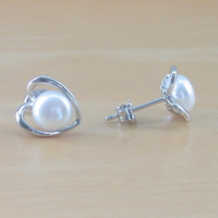 BOXED EARRINGS/Sterling Silver White Freshwater Pearl stud Earrings/Pearl Earrings/Pearl Jewellery/Pearl Jewelry/Earrings/June Birthstone/UK - Thumbnail 1