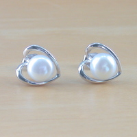BOXED EARRINGS/Sterling Silver White Freshwater Pearl stud Earrings/Pearl Earrings/Pearl Jewellery/Pearl Jewelry/Earrings/June Birthstone/UK - Thumbnail 2