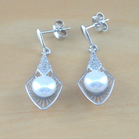 BOXED EARRINGS/Sterling Silver White Freshwater Pearl stud Earrings/Pearl Earrings/Pearl Jewellery/Pearl Jewelry/Earrings/June Birthstone/UK - Thumbnail 1