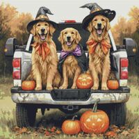 Spooky Dog Truck 3 Cross Stitch Pattern - Thumbnail 1