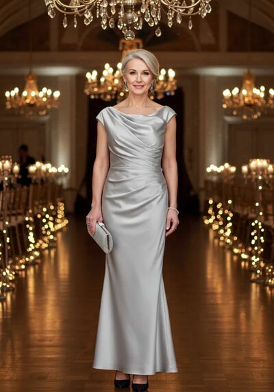 Sliver Sheath Mother of Bride/Groom Dress Evening Formal Gown