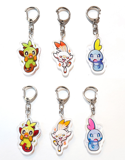 2" Acrylic Charm: Galar Starters