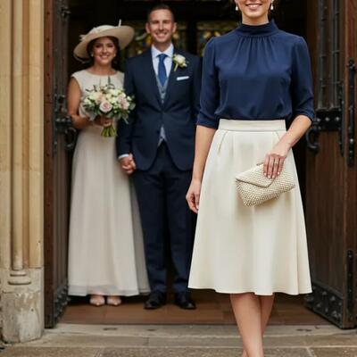 Two pieces tea-length sequins lace mother of bride/groom dress evening formal gown