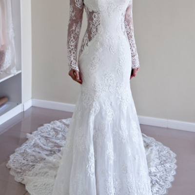 Backless mermaid wedding dress,wedding dress, cheap wedding dress，1137