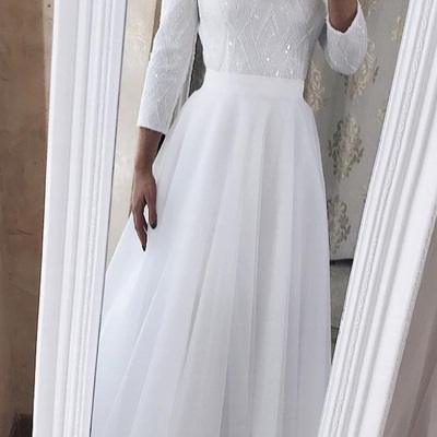 Long sleeve wedding dresses,modest wedding dress，1139