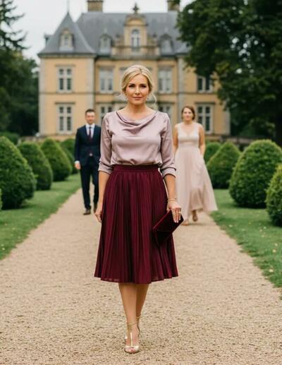 Two Pieces Tea-length Mother of Bride/Groom Dress Evening Formal Gown