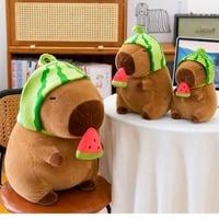 Cute Capybara Plush Toy With Watermelon Cap - Thumbnail 1