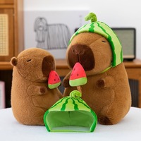 Cute Capybara Plush Toy With Watermelon Cap - Thumbnail 4