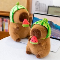 Cute Capybara Plush Toy With Watermelon Cap - Thumbnail 2