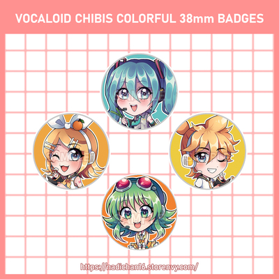 Vocaloid chibi colorful badges