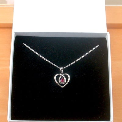 Boxed necklace/sterling silver ruby(lab created) necklace/ruby pendant/ruby necklace/july birthstone/ruby jewellery