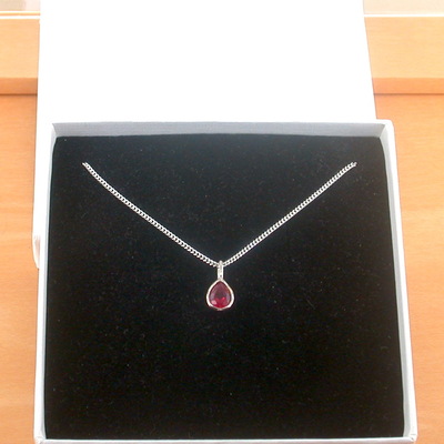 Boxed necklace/sterling silver ruby(lab created) necklace/ruby pendant/ruby necklace/july birthstone/ruby jewellery